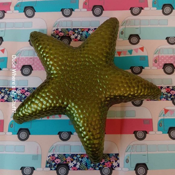 Akam Glass Seaweed Green Starfish Trinket Dish -Textured Iridescent Nesting Bowl - Picture 2 of 2